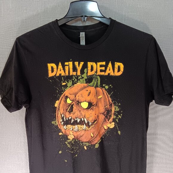 Halloween Pumpkin Graphic Large T-Shirt DAILY DEAD Next Level Apparel Goth Black - Picture 1 of 4